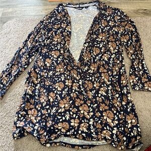 Lands’ end floral long cardigan with pockets size 2X